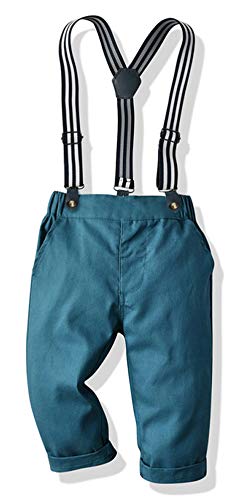 Toddler Dress Suit Baby Boys Clothes Sets Bowtie Shirts + Suspenders Pants 3pcs Gentleman Outfits Suits 6Month - 6Years (Blue002, 6T)
