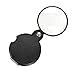 Mini Pocket Size Magnifier10X Magnifying 60 MM Folding Magnifier Glass Lens Loupe with Rotating Protective Holster for Reading Aid Maps Photographs Documents, Black, Free PU Leather Pouch Case