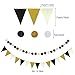 ZERODECO Birthday Party Decoration, Happy Birthday Banner with Paper Fans, Honeycomb Balls, Triangular Pennants, Circle Paper Garland, Hanging Swirls and Balloons - Black and Imitation-Gold