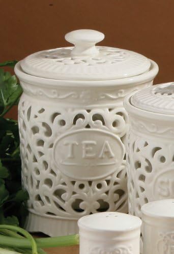 TEA STORAGE JAR CANISTER CERAMIC LACE KITCHEN HOME BIN by smartenonline