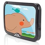 BOOBAALOO Baby Car Mirror - Jumbo Size Backseat Mirror for Infant Rear Facing Car Seats - Shatterproof & Double Strap Secure Headrest Locking System - Tested for Child Safety