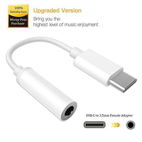 USB-C to 3.5mm Aux Cable USB C to 3.5mm Female Adapter Type C to 3.5mm Audio Adapter for Google Pixel, XL, Pixel 2, XL, Pixel 3, Pixel 3XL Auxiliary Adapter Headphones Jack Adapter for Huawei – White