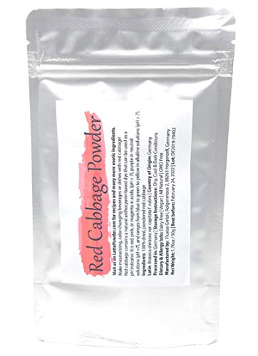 Red Cabbage Powder | Organic, natural & watersoluble food dye | 1.76oz/50g - Amazing in the kitchen or for cocktails! Makes color-changing beverages and dishes in red or magenta, pink, purple, blue