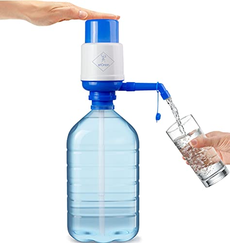 Dispenser acqua per caraffe, pompa manuale per caraffe, compatibile con bottiglie da 2,5, 3, 5, 6, 8, 10 litri con tappo diametro 38 mm e 48 mm