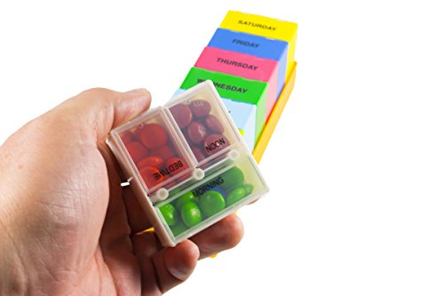 Borinhalbich The 7Pack® 7 Day 3 Compartment Pill Organizer Deep Orange Tray (Made in the USA) - Thumbnail 3