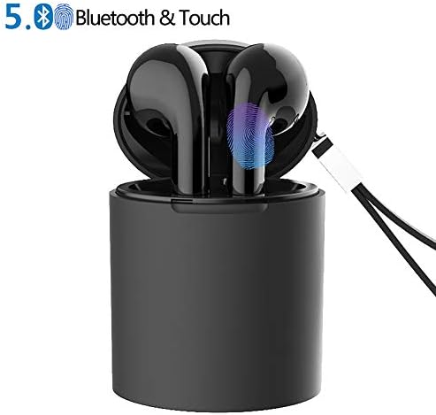 Wireless Bluetooth Headphones,V5.0 Portable Noise Cancelling HD Stereo Sport Earbuds Bluetooth Headset with Charging Box and Microphone,Compatible with IOS and Android Smartphones and Tablets(Black)