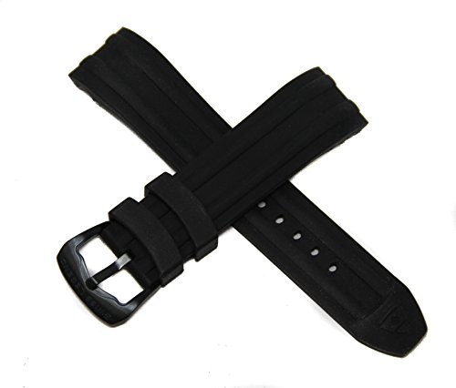 Swiss Legend 24MM Black Silicone Rubber Watch Strap w/Black Buckle fits 46mm/48mm Evolution Watch