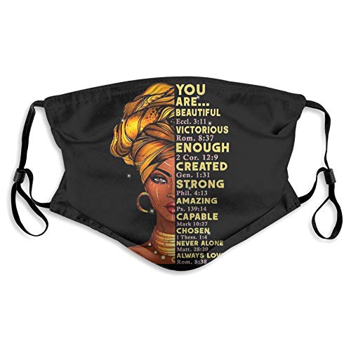 African American Queen Face Mask, Decorative Adjustable, with 2 Filters