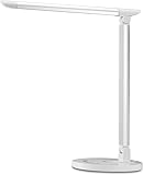 TaoTronics LED Desk Lamp Eye-caring Table Lamp, Lamp with USB Charging Port, Office Lamp, Touch Control, 5 Color Modes, White, 12W