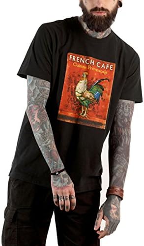Kamanqi Men's 100% Cotton Rooster Cock Cocky Graphic Crewneck Short Sleeve Casual T-Shirt Tee(Black,XL)