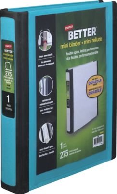 Staples Better Mini 1-Inch D 3-Ring View Binders, Teal (20948)