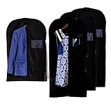 Elementi Garment Bags - Set of 4 Clothing & Dress Storage Bags, Suit Bag, Great for Carry-on Travel Clothes, Water and Mildew Resistant to Protect Garments, Snap Height Adjustment for Easy Hanging