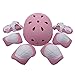 Anharluka Kids Sport Protective Gear Set, Helmet and Pads of Wrist, Elbow, Knee, for Bike Skateboard Skate Scooter (Pink)