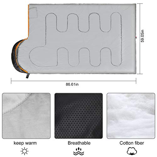 ChampionPlus Sleeping Bag for Adults & Kids, Boys and Girls - 3 Season Warm & Cool Weather - Summer, Spring, Fall, Compact Sleeping Bags Lightweight，Camping/Hiking/Backpacking, Orange
