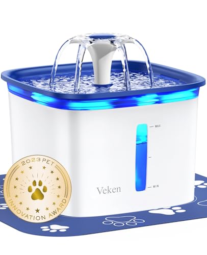 Photo 1 of Veken 95oz/2.8L Pet Fountain, Automatic Cat Water Fountain Dog Water Dispenser with Replacement Filters for Cats, Dogs, Multiple Pets (Blue, Plastic)