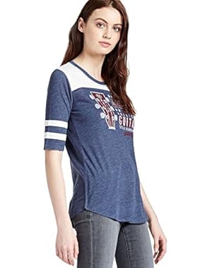 Women's - Blue Varsity Striped Martin Guitar Football Tee (X-Small)