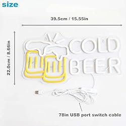 LOGICFEVER Cold Beer Sign Beer Neon Signs for Wall