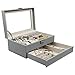 Homde 6 Slots Watch Box Glasses Holder Jewelry Box Gift for Men Women (Gray (Drizzle-Like Grain))