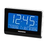 Magnasonic Alarm Clock Radio with USB Charging for Smartphones & Tablets, Auto Dimming, Dual Gradual Wake Alarm, Battery Backup, Auto Time Set, Large 4.8