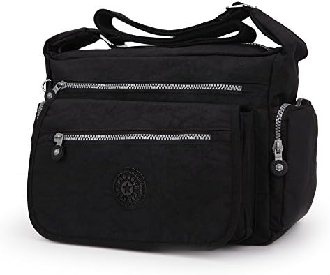 Sumcoa Nylon Crossbody Shoulder Bag Waterproof Mummy Handbag with multi pockets (black and blue)