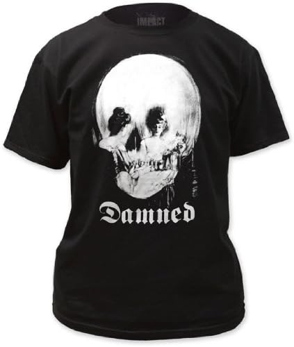 Authentic DAMNED Band UK Punk Rock Mirror Skull Logo T-SHIRT L NEW