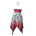 TINYHI Women's Top Pretty Handkerchief Halter Beach Dress Summer Printed Summer, Red, Medium