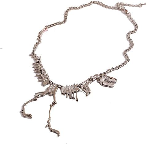 Datework Fashion Steampunk Goth Alloy Dinosaur Skeleton T-Rex Charm Necklace (sliver)