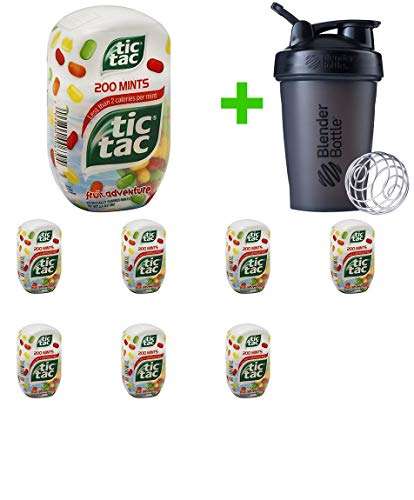 Tic Tac Fruit Adventure Mints, 200 ct (8 PACKS) + Sundesa, Blender Bottle, Classic with Loop, 20 oz (Assorted Colors)