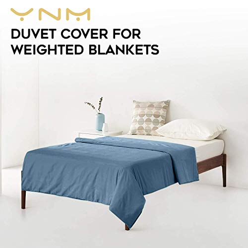 YnM 60 x 80 inch Natural Bamboo Cooling Machine Washable Duvet Cover for Weighted Blankets, 8
