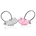 MILESI Magnetic Kiss Pig Couple Keychain Love Key Accessories Pendant Valentine's Gift/Present for Lover(silver-pink)