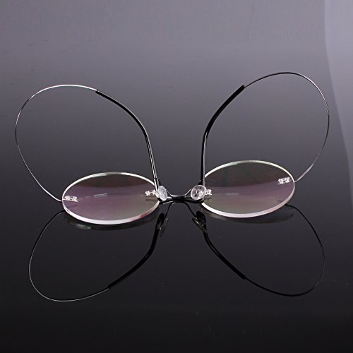 Agstum Pure Titanium Round Prescription Rimless Glasses Frame 46mm (Silver, 46)