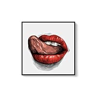 Framed Canvas Wall Art Sexy Lips Canvas Prints Home Artwork Decoration for Living Room,Bedroom - 16x16 inches