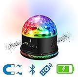 Technical Pro DJ Light, Magnetic, Rechargeable, 9 Color LED Bluetooth Speaker Rotating Magic Ball Stage Light Sound Activated with Remote Control MP3 USB and Bluetooth Playback for Disco Club Party