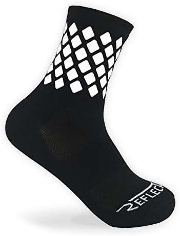 High Reflective Cycling and Running Socks - Night Safety Running Gear (XL, Black) Runners Light