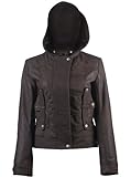 FactoryExtreme Galaxy Aster Hoodie Women’s Brown Leather Jacket, Dark Brown – Triple Extra Large, Online Clothing Store