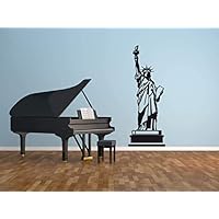 CustomVinylDecor Patriotic Decor | Statue of Liberty Wall Decal | Removable Peel and Stick Vinyl Mural for Home, Office | Small, Large Sizes | Black, White, Gray, Gold, Silver, Red, Blue, Other Colors