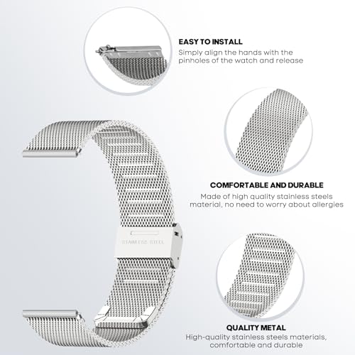 CHULN Metal Strap Compatible with Redmi Watch 5 Active/Redmi Watch 5 Lite, Adjustable Stainless Steel Bracelet for Smartwatch, Silver, 110 mm