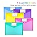 Sooez 20 Pack Folders Plastic Envelopes, Clear Plastic File Folder for Document, Letter A4 Size Poly File Envelopes with Label Pocket, Snap Button for Home Work Office Organizer, 5 Colors