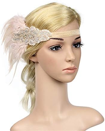 1920s Headpiece Feather Flapper Headband Great Gatsby Headdress Vintage Accessory