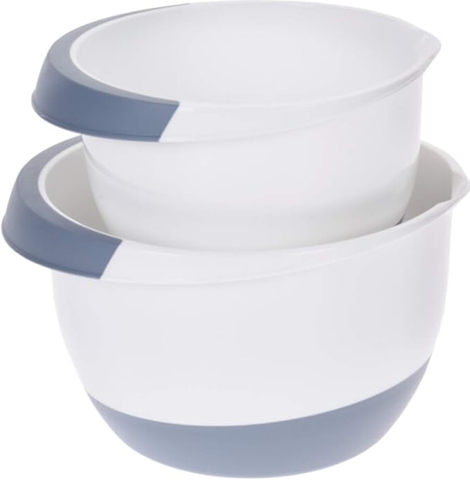 MUQU® 2 Pcs Plastic Mixing Bowls Set, Large NonSlip Plastic Nesting