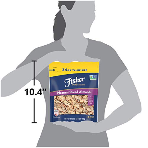 FISHER CHEF’S NATURALS UNSALTED SLICED ALMONDS 24OZ RESEALABLE BAG, RAW NUTS PERFECT FOR COOKING, BAKING & SNACKING, HEALTHY SNACKS FOR ADULTS, VEGAN PROTEIN, KETO SNACK, GLUTEN FREE