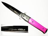 Pink Handle & Black Blade PSYCHO BITCH ASSISTED OPENING POCKET KNIFE Milano Godfather Style