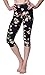 VIV Collection One Size Print Capri Leggings, Lily Black