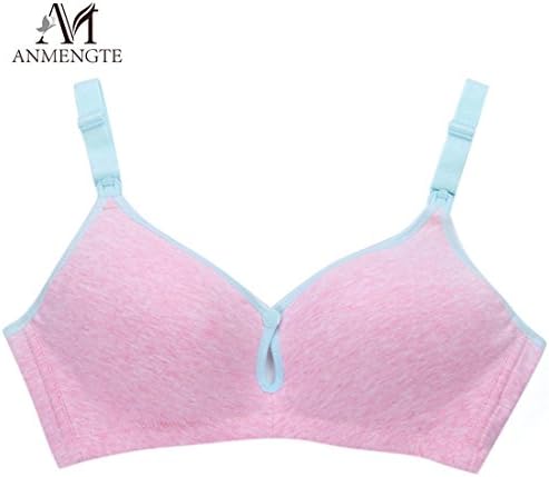 Anmengte Womens Seamless Push Up Nursing Bra Comfort Sleep Maternity Bralette (40, 04Pink)