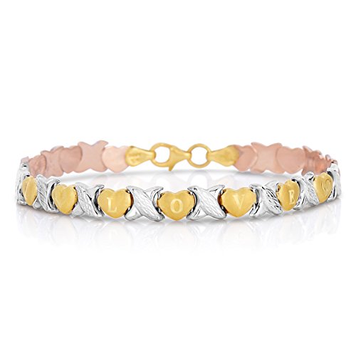 7" 10k two color gold stampato xoxo x & heart …