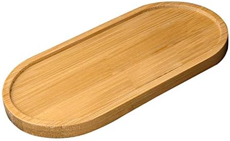 Bamboo Plant Saucer, Drainage Tray, 6.38Inch Bamboo Tray Wooden Saucers Oval Planters Stand Favor China Simple Style Succulent Pot Tray-1 Pc