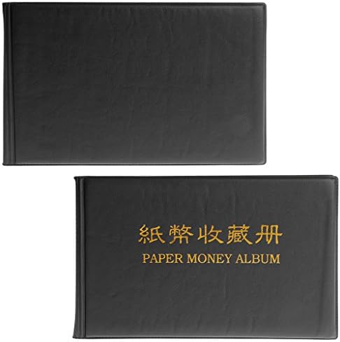 Coin Storage Book,Paper Money Pocket Wallet Currency Banknote Collection Album For 20 Notes Pages (Black)