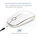 Rechargeable Wireless Mouse, Jelly Comb 2.4G Slim Optical Mice - Less Noise, 3 Adjustable DPI, Portable Mobile Wireless Mouse for Notebook, PC, Laptop, Computer, MacBook - White and Gold