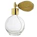 JUVITUS Perfume Empty Refillable Glass Round Bottle with Antique Gold Bulb Sprayer 2.65 oz with funnel and pipettes
