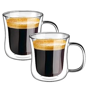 ecooe Dubbelwandige latte macchiato-glazen, set van 2 stuks, van borosilicaatglas, koffiekopjes, 350 ml, koffieglas…